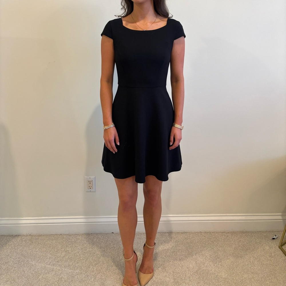 French Connection Black Cap Sleeve Mini Dress